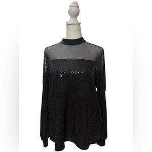 Nine West Elegant Black Sequin Blouse